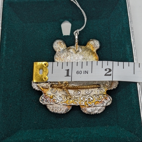 Vintage Lunt Silver Gold Tone Santa Bear Holiday Christmas Ornament - Picture 5 of 8